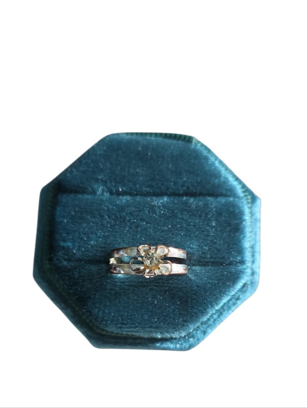 Vintage Size 4 Silver Toned Floral Band Adjustable Ring